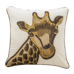 Xin life animal embroidered pillow pillow pillow simple modern washable cotton cushion living room decorative pillow Trumpet (45*24 cm) Embroidered pillow giraffe story set