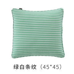 Japanese soft pillow big feather cotton pillow pillow strip home sofa pillow nap pillow Pillowcase + core Green and white stripe 45*45cm