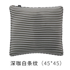 Japanese soft pillow big feather cotton pillow pillow strip home sofa pillow nap pillow Pillowcase + core Deep white stripe 45*45cm