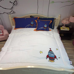 Children's quilt antibacterial winter by 1.2 meters single bed 1.5 meters, thickening warm cotton cute cartoon core Embroidery 150*200 (about 5.6 Jin) rocket