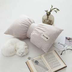 Ins Nordic sweet butterfly striped pillow cushion sofa bed lattice waist pillow washable Trumpet (38 * 45cm) Gray pinstripe Khaki (bow pillow)