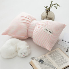 Ins Nordic sweet butterfly striped pillow cushion sofa bed lattice waist pillow washable Trumpet (38 * 45cm) Pink Pinstripe (bow pillow)