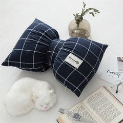 Ins Nordic sweet butterfly striped pillow cushion sofa bed lattice waist pillow washable Trumpet (38 * 45cm) Blue (bow pillow)