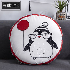 Cute penguin quilt pillow on the pillow and red sofa backrest office nap small quilt waist cushion The diameter 40cm opens 110*150cm Balloon baby