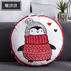Cute penguin quilt pillow on the pillow and red sofa backrest office nap small quilt waist cushion The diameter 40cm opens 110*150cm Warm