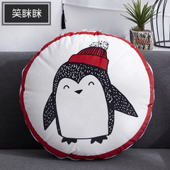 Cute penguin quilt pillow on the pillow and red sofa backrest office nap small quilt waist cushion The diameter 40cm opens 110*150cm Smiling