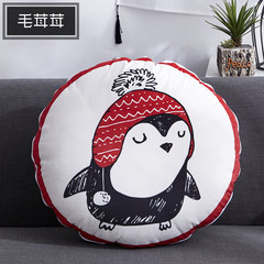Cute penguin quilt pillow on the pillow and red sofa backrest office nap small quilt waist cushion The diameter 40cm opens 110*150cm Hairy