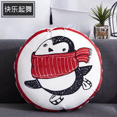 Cute penguin quilt pillow on the pillow and red sofa backrest office nap small quilt waist cushion The diameter 40cm opens 110*150cm Happy dance