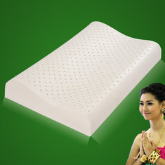 泰国进口天然乳胶枕 保健颈椎枕 枕芯 单人护颈枕头 正品高低枕 中高枕高度10-12黄外套