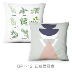 Green pillow core Nordic style sofa cushion cotton pillowcase geometric modern minimalist bed cushion 45*45cm Plush Pillowcase BP1-12