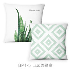 Green pillow core Nordic style sofa cushion cotton pillowcase geometric modern minimalist bed cushion 45*45cm Plush Pillowcase BP1-5