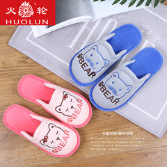 Winter cartoon cotton slippers, winter and winter couples antiskid slippers, women's warm month slippers, comfortable shoes Size 28 (for size 42-43) Claret