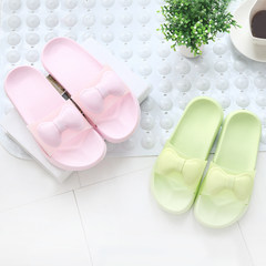 Home floor slippers, domestic summer room, non slip bath, lovely cool slippers, butterfly knot, thick bottom, new products 37-38 for 36-37 Water Leakage Navy