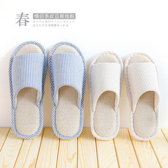 Summer lovers linen slippers, women's Japanese floor, home cotton slippers, men's antiskid wooden floor, cool slippers summer L (for 43-46 feet) gules