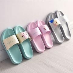 Summer lovers slippers bath bath, men and women home style home, lovely cartoon cool slippers, thick bottom anti-skid Female partial large, thin feet, suggest a small election Monster black