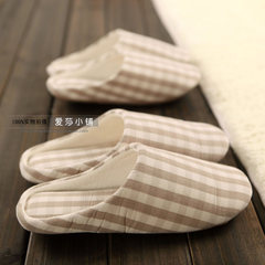 Spring and autumn season men and women couples, plaid soft soles, silent slippers, indoor wood flooring, home slippers M (for 40-42 feet) Dark coffee lattice