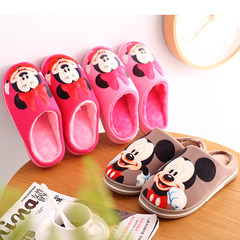 Disney winter cotton slippers for male and female lovers indoor warm shoes cartoon thick bottom slip 37/38 [for 36-37 yards] A red rose