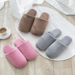 Japanese indoor home shoes, men's cute couples, soft soles, slippers, women's winter thick cotton slippers, spring and Autumn Size 24 (for size 35-36) N-18 soft pink leather bottom