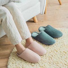 Tuning in autumn and winter warm wool plush cotton slippers Home Furnishing home couple female room wooden floor mute soft bottom slip Size 24 (for size 35-36) Beige