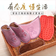 [seven] Home Furnishing fabric needle workshop indoor slippers DIY package than traditional hand embroidered cross stitch is simple Cat 4, KT Size 24 (for size 35-36) Violet violet
