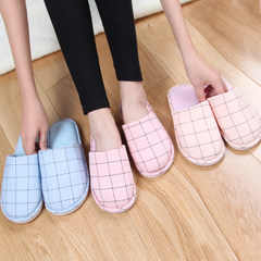 Korean men and women shoes slippers warm winter cotton slippers lovers in the office Home Furnishing home thick cotton slippers Choose the number by parentheses, and choose the big one with your feet wide CB6- Pink