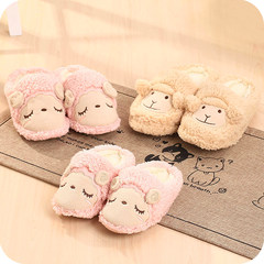 2015, autumn and winter new thickening of parent cotton slippers, children's cartoon slippers, men and women warm winter thick soles slippers M (for 40-42 feet) Chocolate