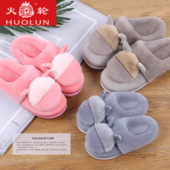 Fire wheel stereo cartoon half pack with cotton slippers, female winter warm slippers, indoor anti slip month thick bottom slippers Size 28 (for size 42-43) gray