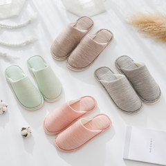 A couple of winter cotton linen slippers female indoor wood floor cloth and cotton slippers Home Furnishing men Size 24 (for size 35-36) A-16 sky blue spring and Autumn