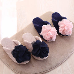 Export Japanese women slippers, spring and winter carpets warm home, soft bottom does not hurt the wooden floor, high-end petals, cotton slippers M code 35-38 is suitable gray