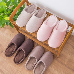 Autumn and winter heat wool blended couples, men and women home indoor floor, cotton slippers, thick bottom, anti-skid, silent Size: XL (for 42-43) Camel (YM Mens slippers)