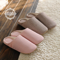 Lovers' stripes, simple spring and autumn home slippers, soft floor, wooden floor slippers, summer washable machine M (for 40-42 feet) Hemp gray stripe
