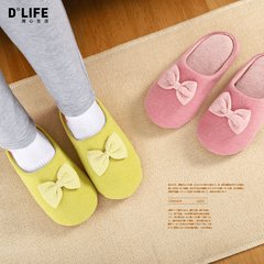 DB home slippers, winter waterproof, cute 2017 Korean version, Princess wind bow, Japanese lovers shoes, comfortable slippers 39-40 (for 38-39) Green tea