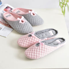 Slippers female autumn winter indoor cotton slippers, wooden floor slippers, soft bottom cloth mute mute slippers Size 27 (for size 40-41) gray