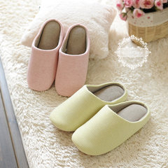Stripe lovers, simple spring and autumn home slippers, soft floor, wooden floor slippers, summer washable machine M (for 40-42 feet) New green stripes