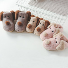 Lovely children's cartoon slippers, family man, ladies home, home lovers bag and warm home cotton slippers Children: 30-31 Dark brown