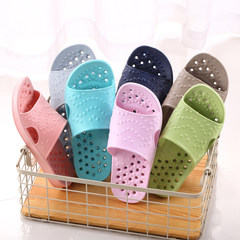 Portable anti-skid slippers Water Leakage household bathroom slippers lovers summer water bath shower and hollow slippers 37-38 yards gray