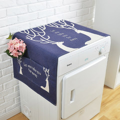 Nordic artistic roller washing machine refrigerator cover cover cloth bedside table cover cloth dust proof cloth cover cotton and linen cloth art cover cloth double deer table flag 30× 180 cm