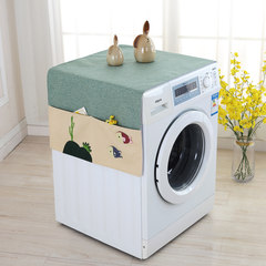 Cloth art roller washing machine cover cloth simple modern European style universal cover with bag of receiving bag all-purpose cover towel Korean version refrigerator dustproof cover double fish water table flag 30× 150 cm