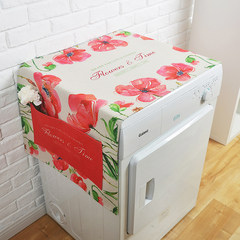 Rural cotton and linen roller washing machine cover towel cover cloth bedside table cover cloth cover towel single door refrigerator cover cloth dust cover red romantic table flag 30× 180 cm