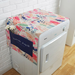 Rural cotton and linen roller washing machine cover towel cover cloth bedside table cover cloth cover towel single door refrigerator cover cloth dust cover watercolor art table flag 30× 180 cm
