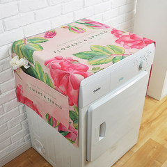 Rural cotton and linen roller washing machine cover towel cover cloth bedside cabinet cloth cover towel single door refrigerator cover cloth dust cover pink recall table flag 30× 180 cm