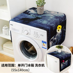 Single door refrigerator washing machine cover cloth cotton fabric dustproof cover towels hanging storage bag with cartoon Tianshan snow deer. 55*140CM