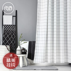Nordic shower curtain Japanese lattice ikea customized bathroom curtain toilet curtain waterproof and thickened anti-mold curtain