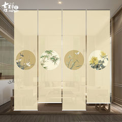 Jixiang new Chinese style curtain hanging curtain pull curtain buddhist cloth curtain screen partition screen office roll curtain custom and elegant 0.5x2 meters x4 pieces of semi-transparent style