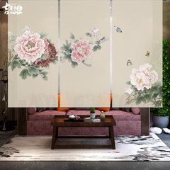 Auspicious home new Chinese style curtain hangs curtain to pull curtain buddhist meaning cloth curtain son partition screen office rolls a curtain to customize the national color heavenly fragrance 1x2 meters x3 piece half-transparent style