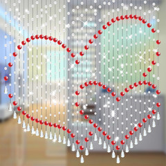 Feng shui crystal glass pearl curtain double heart love door curtain partition curtain porch curtain wedding aisle pearl curtain hanging curtain set: 21 double heart red beads