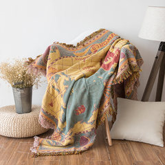 Bohemian multi-functional Christmas wind knitted shawl blanket cotton thickened tapestry tapestry tapestry carpet bed cover 90*90cm map