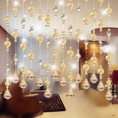Crystal bead curtain divides feng shui bead curtain shoe ark porch door curtain pearl curtain screen hanging curtain gold champagne + a natural crystal