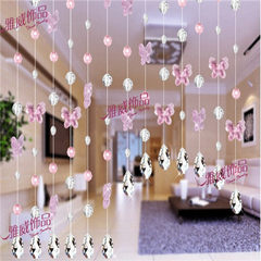 Crystal bead curtain divides feng shui bead curtain shoe ark porch door curtain pearl curtain screen hanging curtain pink butterfly