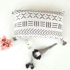 Xiaojing designer style pillow ins Nordic wind-sand hair decorative cushion for leaning on knitting cotton waist pillow 32X55cm (designer waist pillow) white gray pattern
